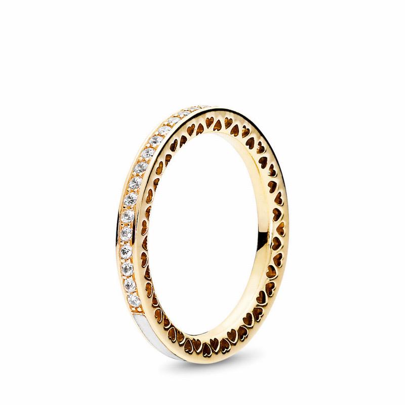 Pandora Australia Radiant Hearts Stackable Ring - 14k Gold | GBOZFR570